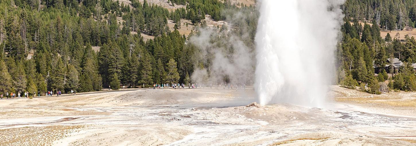 Old Faithful erupts in Yellowstone National Park